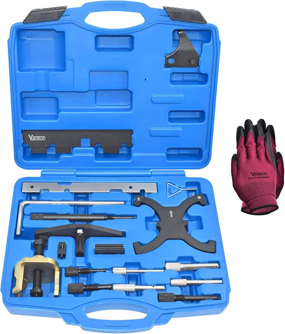 Engine Camshaft Timing Tool Kit, Flywheel Locking Tools, Ford Fiesta Focus Volvo Mazda 1.25 1.4 1.6 1.8 2.0 2.3 2.5L Di/TDCi/TDDi ECOBOOST 1.6 Ti-VCT 1.5 1.6 VVT 2.3L 2.5L, 303-1097 303-1550 303-1556