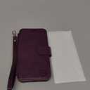 VANAVAGY Compatible for iPhone 16e Wallet Case, RFID Flip Shockproof Case with Card Holder Strap Kickstand, [Camera Lens & Screen Protector] PU Leather Phone Cover for Wireless Charging,Purple