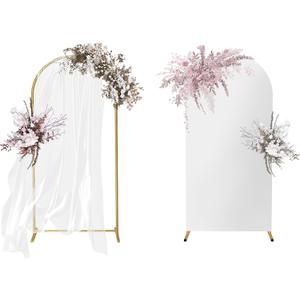 Balloon Arch Backdrop Stand for Parties and White Arch Cover - Arcos para Decoracion de Fiestas - Gold Metal Arch Backdrop for Wedding Ceremony, Decoration - 6.6 FT/Gold