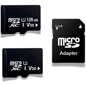 Micro SD Card, Dual Memory Pack  U1-128GB + One Extra (16~128gb) + One SD Adapter, Class 10 (128GB, +4GB)