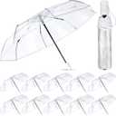 Sanwuta 12 Pcs Transparent Folding Umbrella Full Automatic Clear Foldable Auto Open Close Umbrellas for Rain Wedding