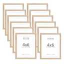 KTKDE 4x6 Picture frame Set of 12, Nature Woodgrain Photo Frame 3.5x5 mat or 4x6 Without Mat, 4 by 6 Tempered Glass small picture frames for Wall or Tabletop Home Decor best gift