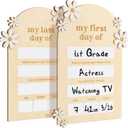 Beautiful Wooden First and Last Day of School Board Sign - Modern and Large Back to School Sign for Lasting Memories - Perfect Wooden Dry-Erase Photo Prop for Kindergarten, Girl -Brown 