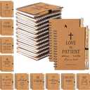 30 Christian Bible Notebooks with 30 Pens, Spiral Journal Bulk Prayer Notes Christian Religious Gifts for Family Friends Colleagues (Brown)