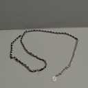 Leather Chain Belts for Women Girls, Layered Body Chain Belts Metal Waist Chain for Dress Vest Jeans (M: (Fit Waist 110cm/43.3in), Silver Black 2)