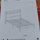 Rolanstar Bed Frame Full Size with Charging Station and LED Lights, PU Leather Headboard with Storage Shelves, Heavy Duty Metal Slats, No Box Spring Need, Noise Free, Easy Assembly, Black