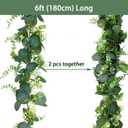 2 Pack Artificial Eucalyptus Garland - 5.9ft Faux Silk Greenery with Silver Dollar Leaves & Blossoms, All-Season Indoor/Outdoor Vine Greenery Garland for Weddings, Walls, Tables, DIY Spring Decor (2)