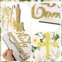 First Holy Communion Tabletop Decorations Gold Glitter First Communion Cross Dove Bible Centerpieces Tables for Wedding Christening Birthday Photo Props Blessed Celebration Party Decor