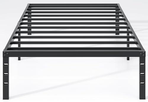 NEW JETO Metal Bed Frame,Twin Size Bed Frame with Storage Space,Heavy Duty Sturdy Mattress Foundation,Easy Assembly,No Box Spring Needed, Black,12 Inch,Twin
