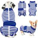 Lukovee Recovery Suit for Dogs, Zipper On Recovery Suit for Female Male Dog, Onesie Abdominal Wounds Cone E-Collar Alternative Prevent Licking Spay Recovery Suit (M, BL)