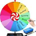 24 Inch Tabletop Spinning Prize Wheel, Spin Doodle Game Spinner, 14 Color Prize Wheel Spinner with Stand, Wheel of Fortune Game, Suitable for Trade Shows, Carnivals, Party Games (24)