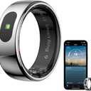 Smart Ring Health Tracker for Women & Men, Fitness Ring with Sleep & Motion Tracking, Touch Control, No Subscription Required, Compatible with iOS & Android (Silver, 10)