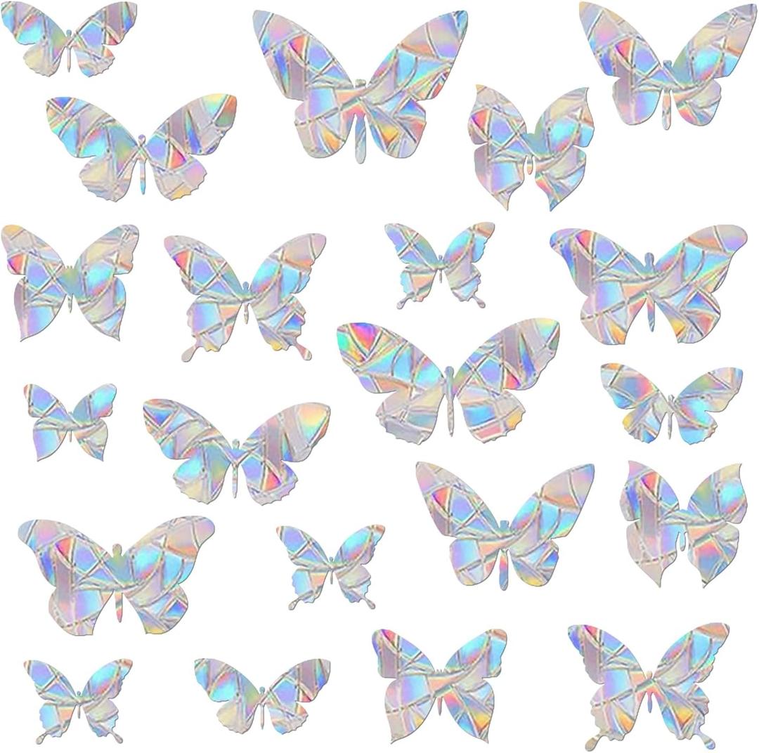 57 Pieces Window Clings for Birds - Anti-Collision Window Decals - Prismatic Non Adhesive Vinyl Rainbow Glass Stickers to Save Birds from Glass Strikes, JD-HUDIE-57
