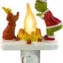 2025 Christmas Night Light, Christmas Green Monster Campfire Nightlight, Eve Campfire Flickering Night Light Gifts for Family, Plug-in