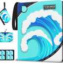 Trading Card Binder 4 Pocket,400 Pocket Card Collection Binder with 50 Removable Sleeves,PU Waterproof Top Card Book,3-Ring Zipper Collectible Trading Card Album for MTG/TCG/Card Holder GiftWater (Small, Blue-1)