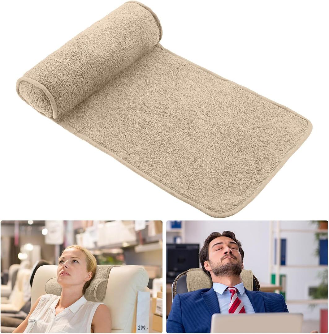 Weysat Neck Head Pillow for Recliner Chair Non Slip Fleece Adjustable Neck Roll Support Headrest Pillow for Travel Home Office Recliner Couch Sofa Armchair(Light Camel) (Solid)