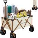 Asperata Collapsible Wagon - 330lbs Heavy Duty; Beach & Garden Cart with Big Wheels;White Wagons Carts for Grocery Sports Garden Shopping Camping