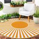 Anidaroel Round Outdoor Rugs 6ft for Patios Clearance, Waterproof Reversible Plastic Straw Patio Rug, Outside Area Rug Floor Mat for Backyard, Porch, Balcony, Pool Deck, RV Camping, Picnic(Orange,6ft)