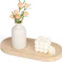 Natural Travertine Vanity Tray for Bathroom Countertop, 12" L x 6" W Light Beige Cream Decorative Tray with 4 Non-Slip Silicone Gaskets, Marble Tray for Jewelry, Perfume, Dresser Organizer