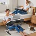FoldWise 2-in-1 Lap & Bed Desk with Soft Cushions - Adjustable Height & Angle, Foldable Laptop Stand for Bed & Couch - Wrist Rest, iPad Holder, Stopper & Non-Slip Leather - Bed Table for Adults & Kids