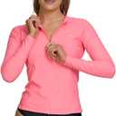 Hurley Rash Guard for Women Full Zip, Zip Up Long Sleeve Swim Shirts for Women, Surfing Top UPF 50+ SPF Sun & UV Protection M