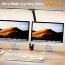 LED Desk Lamp for Office Home, 31.5" Architect Desk Light with Clamp Dual Screen Computer Monitor, 15W 5 Color X 10 Brightness Levels Desk Lamp for Reading, Study, 1000LM Bright, Memory Function