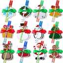 Geyee 24 Set Christmas Notepad with Pen Set Christmas Characters Sticky Notes Winter Memo Pad Holiday to Do List Notepads Gifts Bulk for Kids Coworkers Study Work Xmas Party Favors