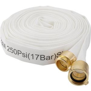 Fire Hose,1-1/2" ID X 75 FT, Single Jacket TPU, 450 PSI Burst Pressure, Industrial Fire Hose with NST/NH Brass Couplings for Indoor Use
