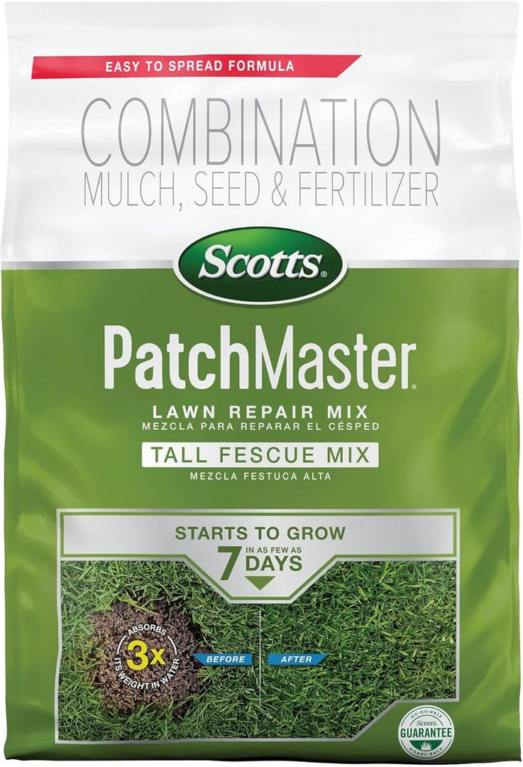 Scotts PatchMaster Lawn Repair Mix Tall Fescue Mix, Combination Grass Seed, Fertilizer, and Mulch, 10 lbs.