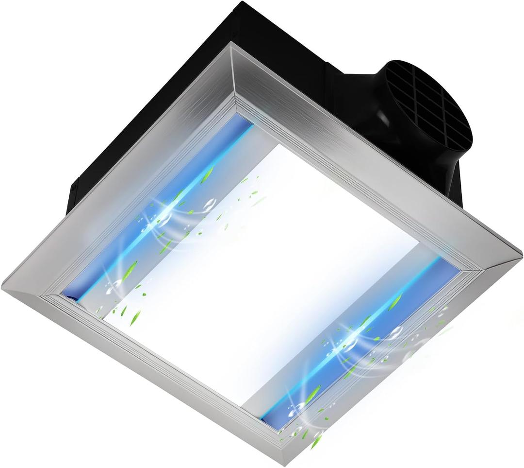 Brobear Bathroom Exhaust Fan 160CFM 1.0Sone 10x10 with Light Aluminum Alloy | 160 CFM 1.0 sone bathroom exhaust fan with light, 10x10in ceiling mount, 6000K aluminum alloy, easy install home office