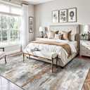Washable Rug 6x9, Abstract Morden Soft Area Rug, Non-Slip Low Pile Rugs for Living Room, Bedroom, Dining Room, Home, Office(Grey & Brown)