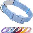 Dynmeow Soft and Breathable Cotton Dog Collar, Durable Adjustable Heavy-Duty Boy Pet Collar with Quick-Release Buckle, Lightweight for Sensitive Skin for Medium and Large Dogs, Light-Blue, M (Medium (Length:12-18"))