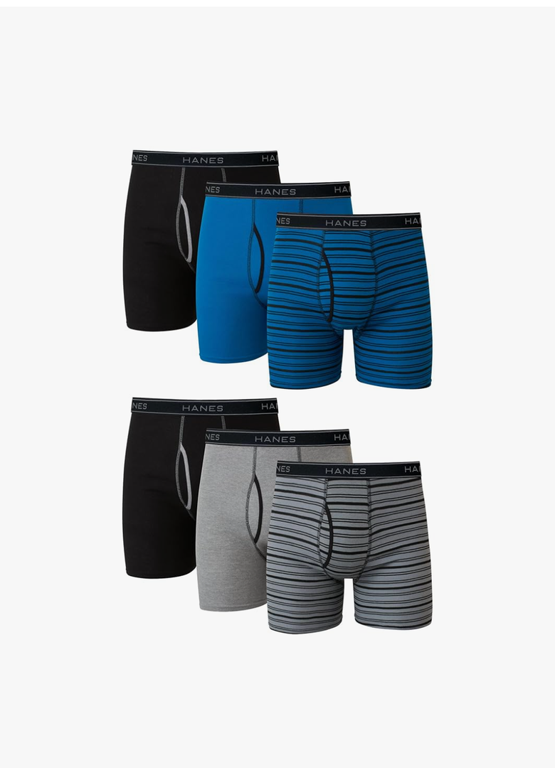 Hanes Men's Boxer Briefs, Cool Dri Moisture-Wicking Underwear, Cotton No-Ride-up for Men, Multi-Packs, Size:L, 5 Pieces