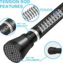 2 Pack Black Shower Curtain Rod 45 to 77 Inch,Shower Rods for Bathroom,Spring Tension Curtain Rod No Drilling for Windows Doors Closet Kitchen Wardrobe