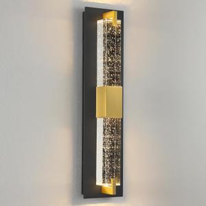 LED Wall Sconce Light: 19 Inch Black & Gold Modern Sconces Wall Lighting 3000K Dimmable Crystal Wall Lamps Indoor Bathroom Sconce Mount Light Fixtures for Living Room/Bedroom/Hallway