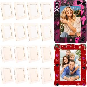 18 Pack Wooden Picture Frames for Crafts, 4" x 6" DIY Picture Frame Craft, Photos Wooden Frames for Father's Day Birthday Wedding Graduation Party
