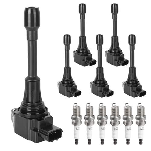 Ignition Coil Packs & Spark Plugs Compatible with V6 3.5L 3.5 2009-2020 Nissan Maxima Murano Altima Pathfinder Quest, Infiniti Q50 Q70 QX60 EX35 FX35 G25 G35 M35h, UF550, Pack of 6