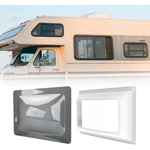 RVGUARD RV Skylight Bundle, 14"x22" Inner Dome with Skylight Replacement, 18"x26" Smoke Outer Skylight Fits 14"x22" Opening, for Camper Trailer Fifth Wheel Truck, UV Resistant, Impact Resistant