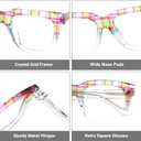 Zeelool Square Acetate Glasses Retro Eyewear for Women Blue Light Blocking Glasses Anti Eyestrain Glasses ZJGA784822 (Crystal)