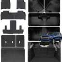 Floor Mats & Trunk Mat with Backrest Set for 2021-2024 2025 Chevrolet/Chevy Suburban 7 Seats (2 Row Bucket Seats)/GMC Yukon XL(Only XL)/Cadillac Escalade ESV, TPE Car Floor Liners with Cargo Liner