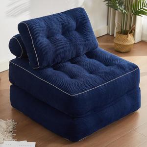 Folding Chair Bed, Futon Sofa Bed, Floor Couch for Adults Chair for Living Room, Lounge Sofa, Convertible Sofa Bed, Small Couches for Small Spaces, Blue (35.4 inch)