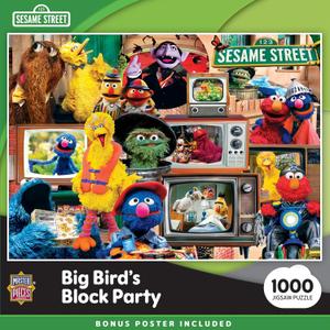 MasterPieces Sesame Street Big Bird's Block Party 1000 Piece Adult Jigsaw Puzzle - Cartoon Jigsaw 19.25"x26.75"