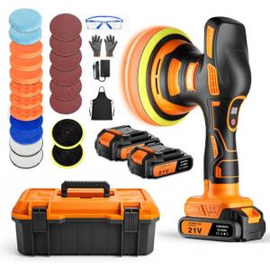 8-Speed Cordless Car Buffer Polisher Kit | Long Runtime | 28 PCS Complete Kit | Hard Carrying Case | For Waxing Polishing Scratch Removal | Ideal for Car RV Boat Gift Giving