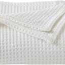 100% Cotton Waffle Weave Bed Blanket | Soft, Breathable, and Lightweight Blanket for All-Season | Perfect for Layering | Brielle Collection (Full/Queen, White)