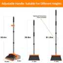 2-Pack is More economical,Upgraded Broom and Dustpan,with 52" Long Handle, Dustpan Teeth with self-Cleaning Function, Indoor and Outdoor Sweeping, Perfect for Home Office (Large Size/Orange /2-Pack)