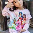 Disney Princess Girls Outfit ：Ruffle Long Sleeve Sweatshirt and Print Leggings Cute Cartoon Pullover and Pants Set for Fall Toddlers 2 Piece Girls Clothes for Back to School Gift Light Pink 5-6T