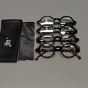 JM Set of 4 Retro Round Reading Glasses Spring Hinge Readers Men Women Glasses for Reading 4 Pack Mix, +1.75
