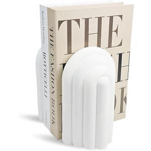 Heavy Book Ends Set of 2, Concrete Bookends for Shelves and Bookshelf Decor, Stylish and Durable Decor, Minimalist Book Ends for Shelves, Perfect for Home and Office (Arch 1)