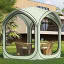 6x6 FT Pop-Up Screen House Tent, Portable Instant Screen Room Canopy with Mesh Doors and Carry Bag for Patio Backyard Deck Camping Outdoor, Pop up Gazebo, Popup Canopy Tent, Bright Green