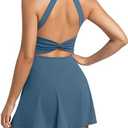 Womens Workout Tennis Dress with Built in Shorts and Bra Athletic Golf Activewear for Exercise Blue Large : Clothing, Shoes & Jewelry